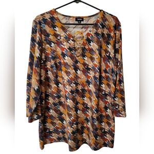 Tacera Women's 3/4 Sleeve Autumn Colors Blouse size 2X